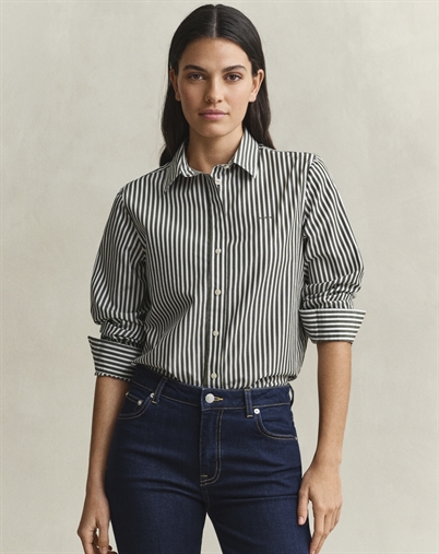 Gant - Classic Striped Skjorte - Mossy Green 